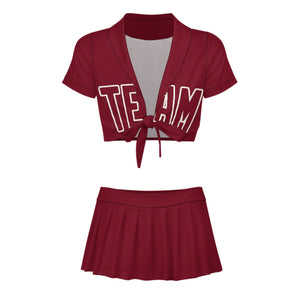 Custom Crimson Red Crimson Red Cheerleading Uniform Set