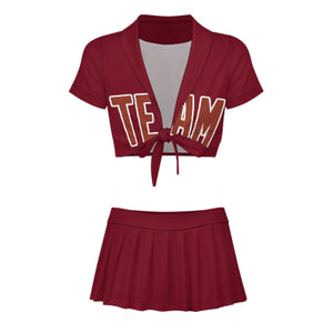 Custom Crimson Red Coral Red Cheerleading Uniform Set