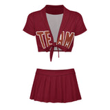 Custom Crimson Red Coral Red Cheerleading Uniform Set