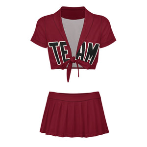 Custom Crimson Red Black Cheerleading Uniform Set