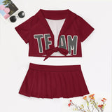 Custom Crimson Red Dark Grey Cheerleading Uniform Set