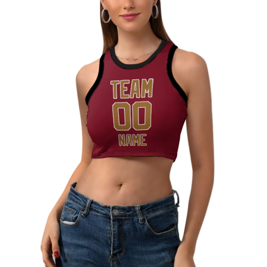 Custom Crimson Red Khaki Sleeveless Tank Top