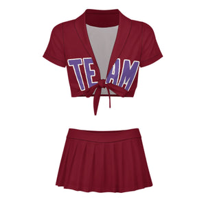 Custom Crimson Red Light Purple Cheerleading Uniform Set