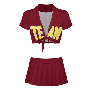 Custom Crimson Red Light Yellow Cheerleading Uniform Set