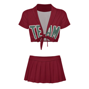 Custom Crimson Red Blue Green Cheerleading Uniform Set