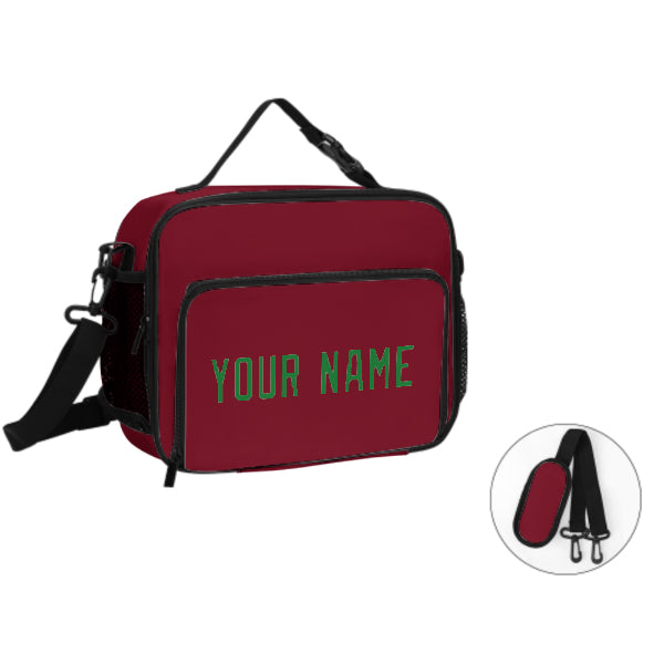Custom Crimson Red Emerald Green Lunch Bag