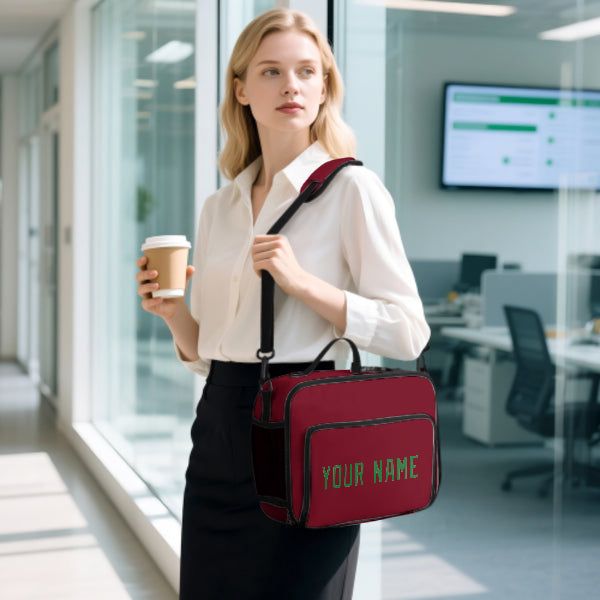 Custom Crimson Red Emerald Green Lunch Bag