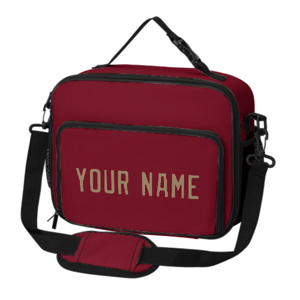 Custom Crimson Red Light Khaki Lunch Bag