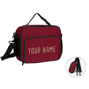 Custom Crimson Red Light Khaki Lunch Bag