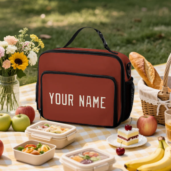 Custom Coral Red Cream Lunch Bag