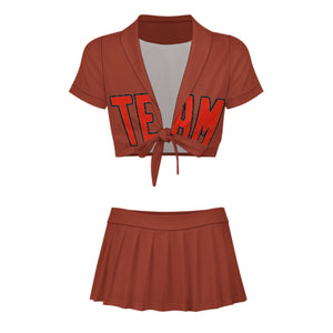 Custom Coral Red Orange Red Cheerleading Uniform Set