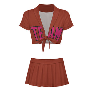 Custom Coral Red Pink Cheerleading Uniform Set