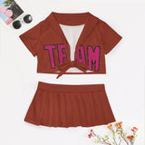 Custom Coral Red Pink Cheerleading Uniform Set