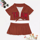 Custom Coral Red Red Cheerleading Uniform Set