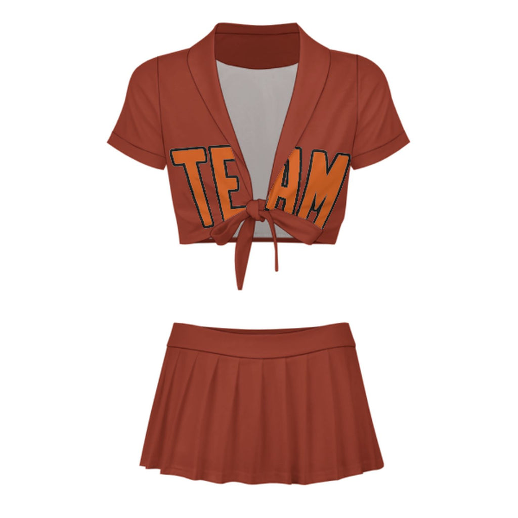 Custom Coral Red Orange Cheerleading Uniform Set