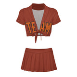 Custom Coral Red Orange Cheerleading Uniform Set
