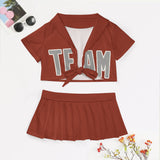 Custom Coral Red Gray Cheerleading Uniform Set