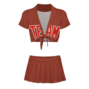 Custom Coral Red Orange Red Cheerleading Uniform Set