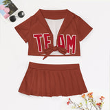 Custom Coral Red Red Cheerleading Uniform Set