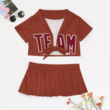 Custom Coral Red Crimson Red Cheerleading Uniform Set