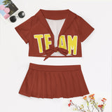 Custom Coral Red Light Yellow Cheerleading Uniform Set