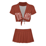 Custom Coral Red Copper Rose Cheerleading Uniform Set