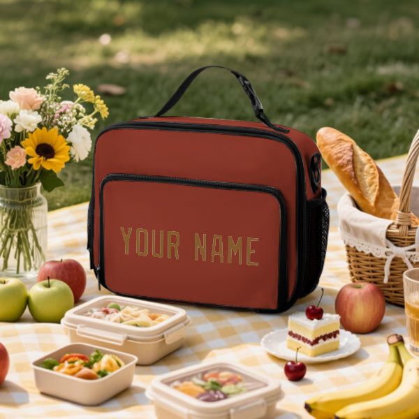 Custom Coral Red Khaki Lunch Bag