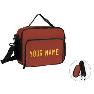 Custom Coral Red Gold Lunch Bag