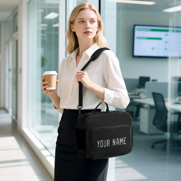 Custom Black Gray Lunch Bag