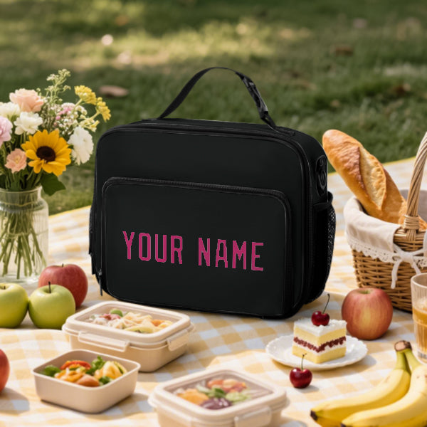 Custom Black Pink Lunch Bag