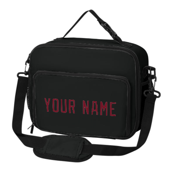 Custom Black Crimson Red Lunch Bag