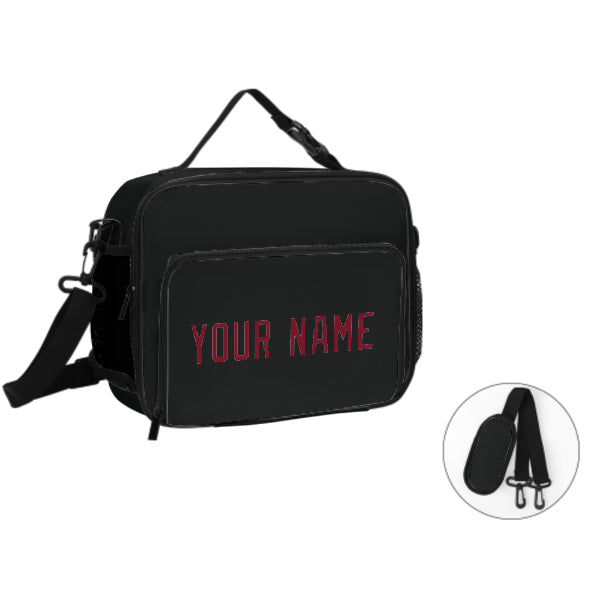 Custom Black Crimson Red Lunch Bag