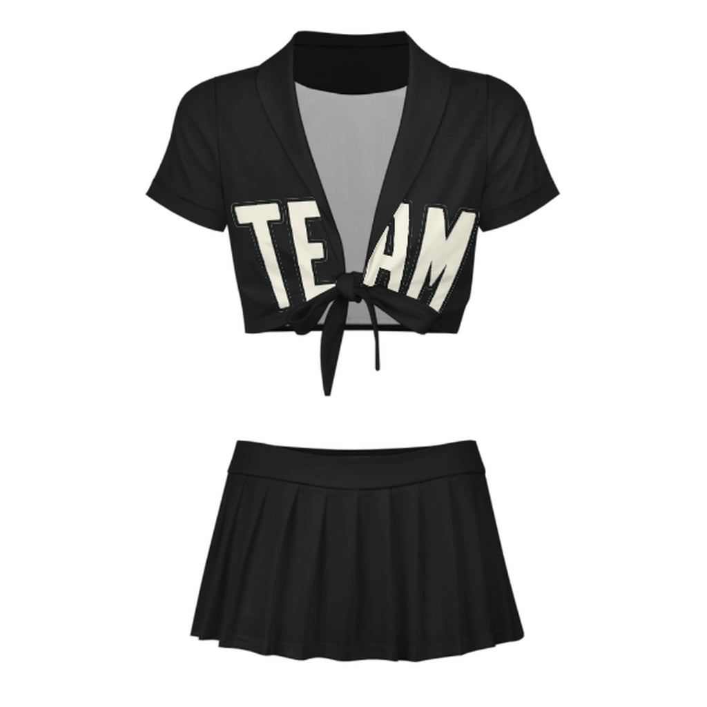 Custom Black Cream Cheerleading Uniform Set