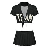 Custom Black Cream Cheerleading Uniform Set