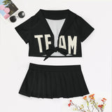 Custom Black Cream Cheerleading Uniform Set