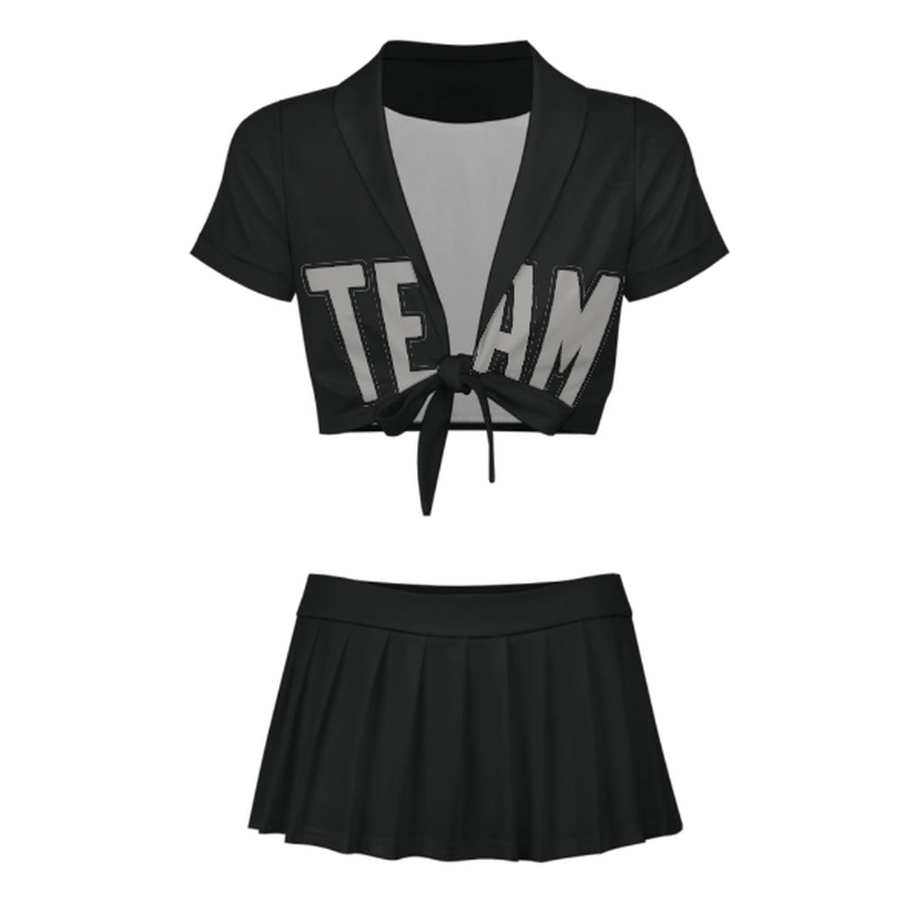 Custom Black Gray Cheerleading Uniform Set
