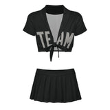 Custom Black Gray Cheerleading Uniform Set
