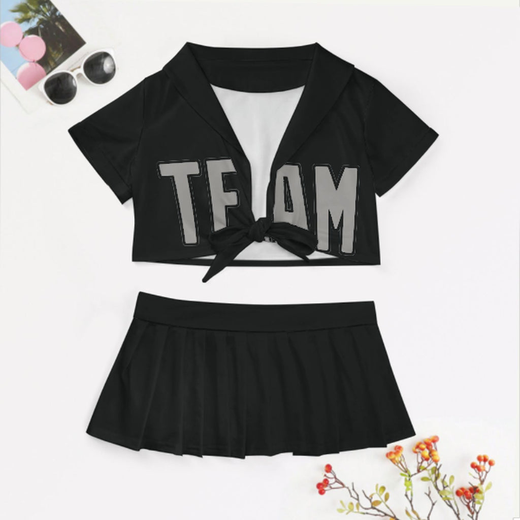 Custom Black Gray Cheerleading Uniform Set