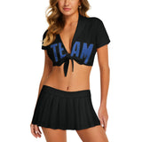 Custom Black Sky Blue Cheerleading Uniform Set