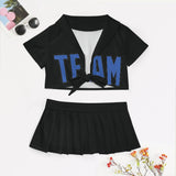 Custom Black Sky Blue Cheerleading Uniform Set