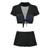 Custom Black Blue Cheerleading Uniform Set