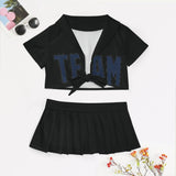 Custom Black Blue Cheerleading Uniform Set