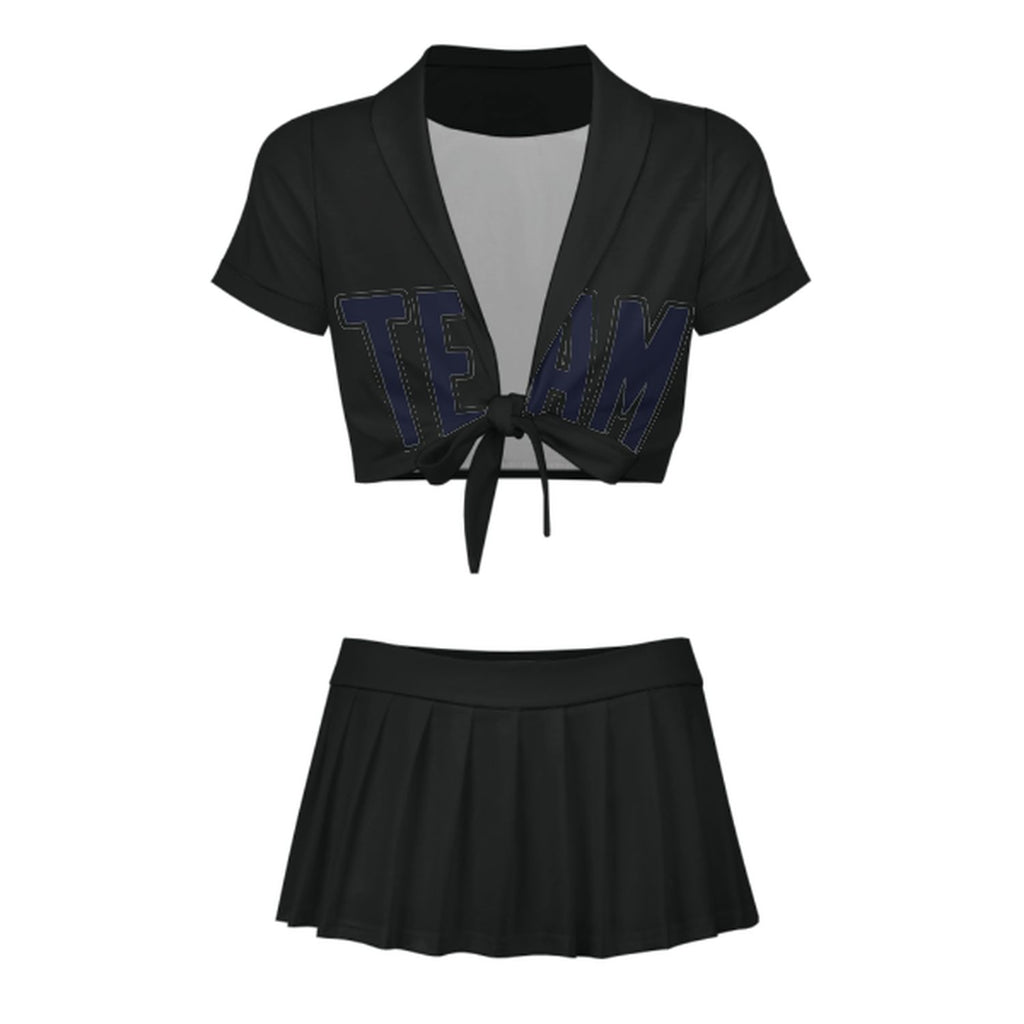 Custom Black Navy Cheerleading Uniform Set