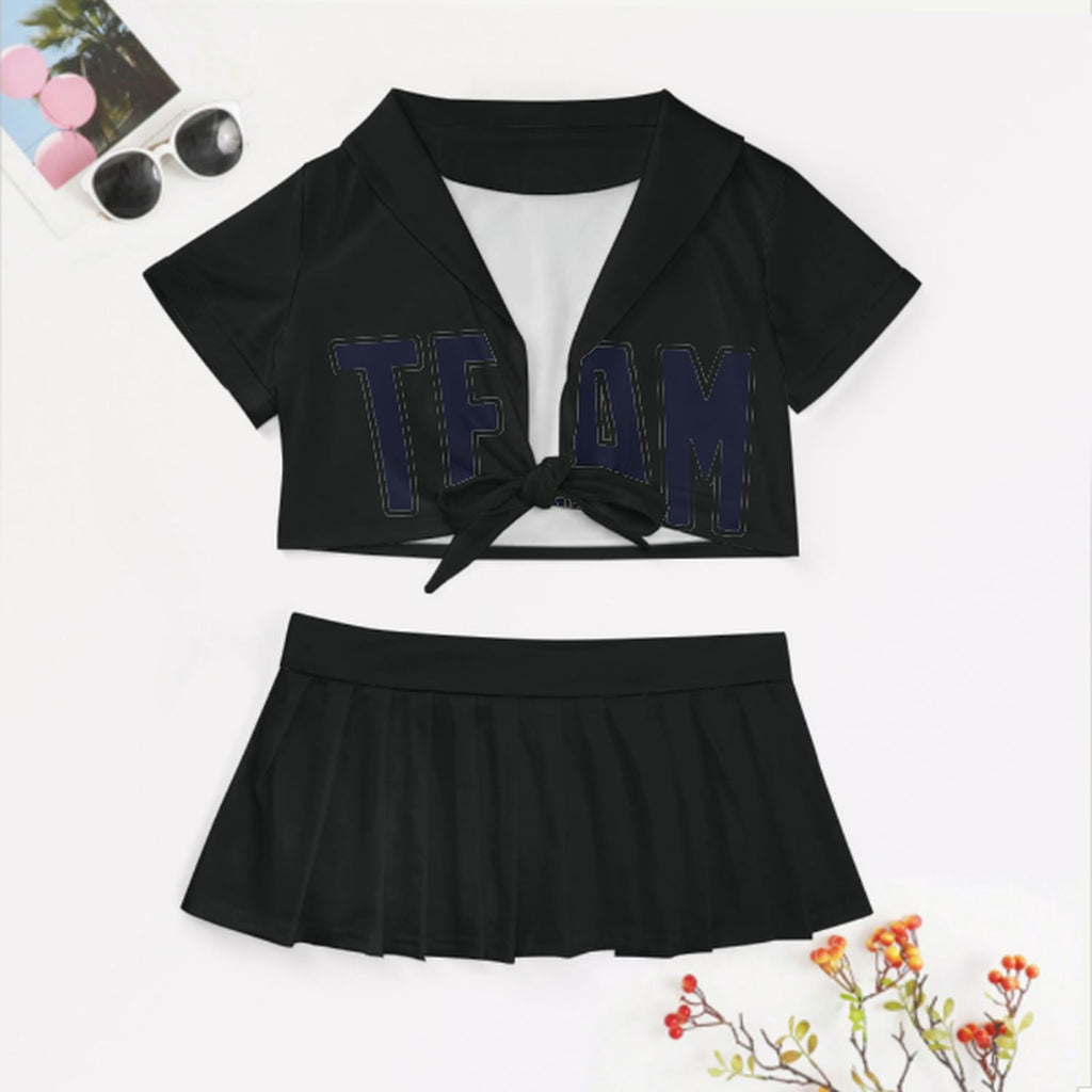 Custom Black Navy Cheerleading Uniform Set