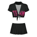 Custom Black Pink Cheerleading Uniform Set