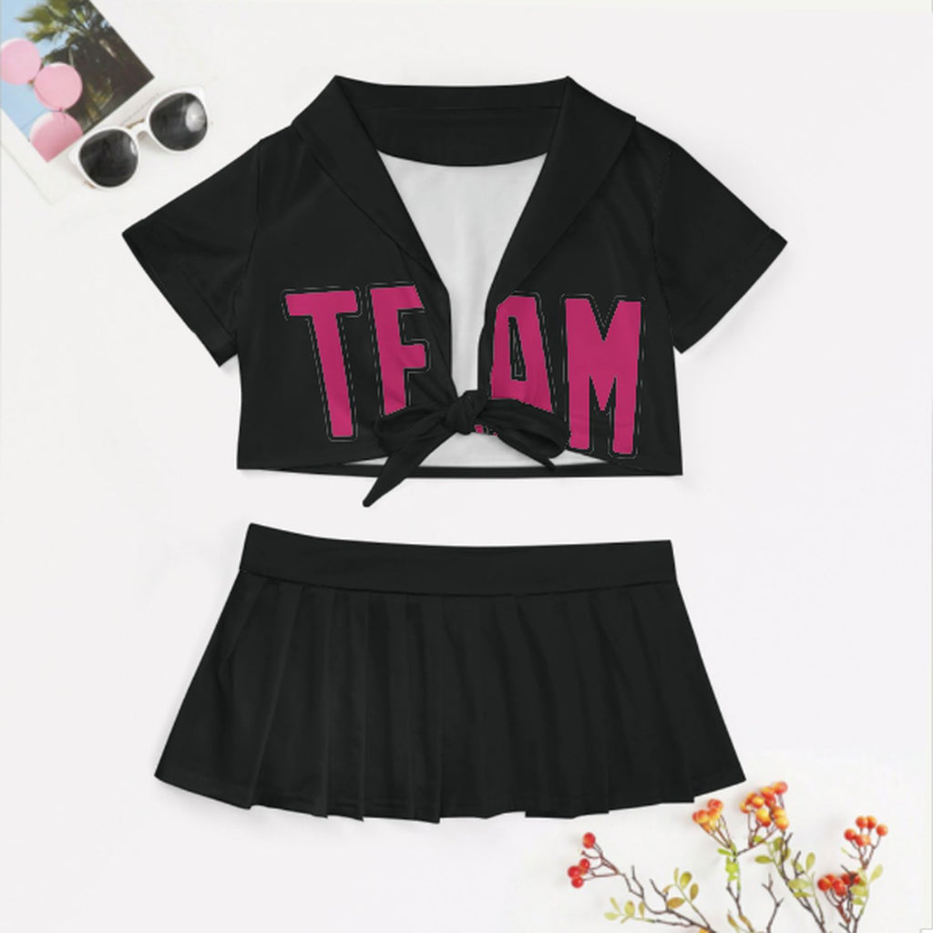 Custom Black Pink Cheerleading Uniform Set