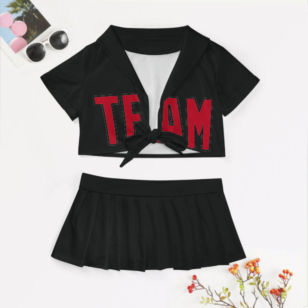 Custom Black Red Cheerleading Uniform Set