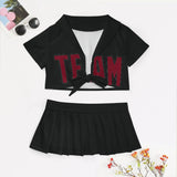 Custom Black Crimson Red Cheerleading Uniform Set