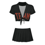 Custom Black Coral Red Cheerleading Uniform Set