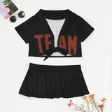Custom Black Coral Red Cheerleading Uniform Set